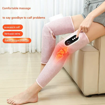 Hlpmedical rechargeable air compression leg massager with heat therapy, designed for knee and calf relief, in grey.