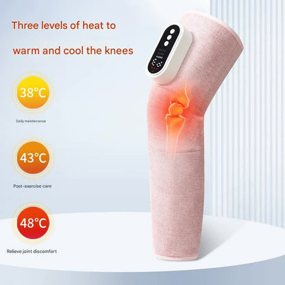 Hlpmedical rechargeable air compression leg massager with heat therapy for knee and calf relief, in grey, for relaxation and pain relief.