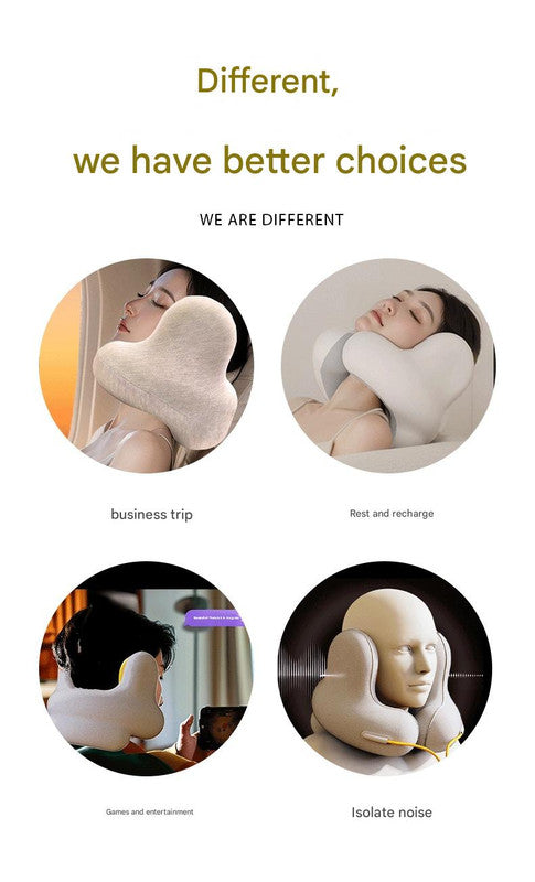Navy blue Hlpmedical Smart Neck Pillow with Bluetooth, graphene heating, dual noise reduction, ideal for travel and relaxation.