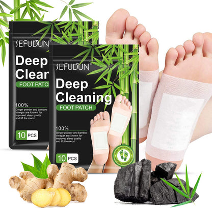 20pcs Hlpmedical natural bamboo vinegar and ginger powder foot pads for detox, sleep improvement, and metabolism boost.