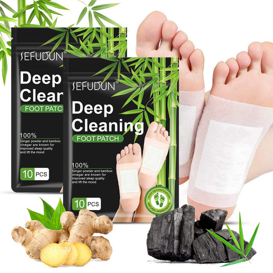 20pcs Hlpmedical bamboo vinegar and ginger powder foot pads for detox, improved sleep, and metabolism boost.