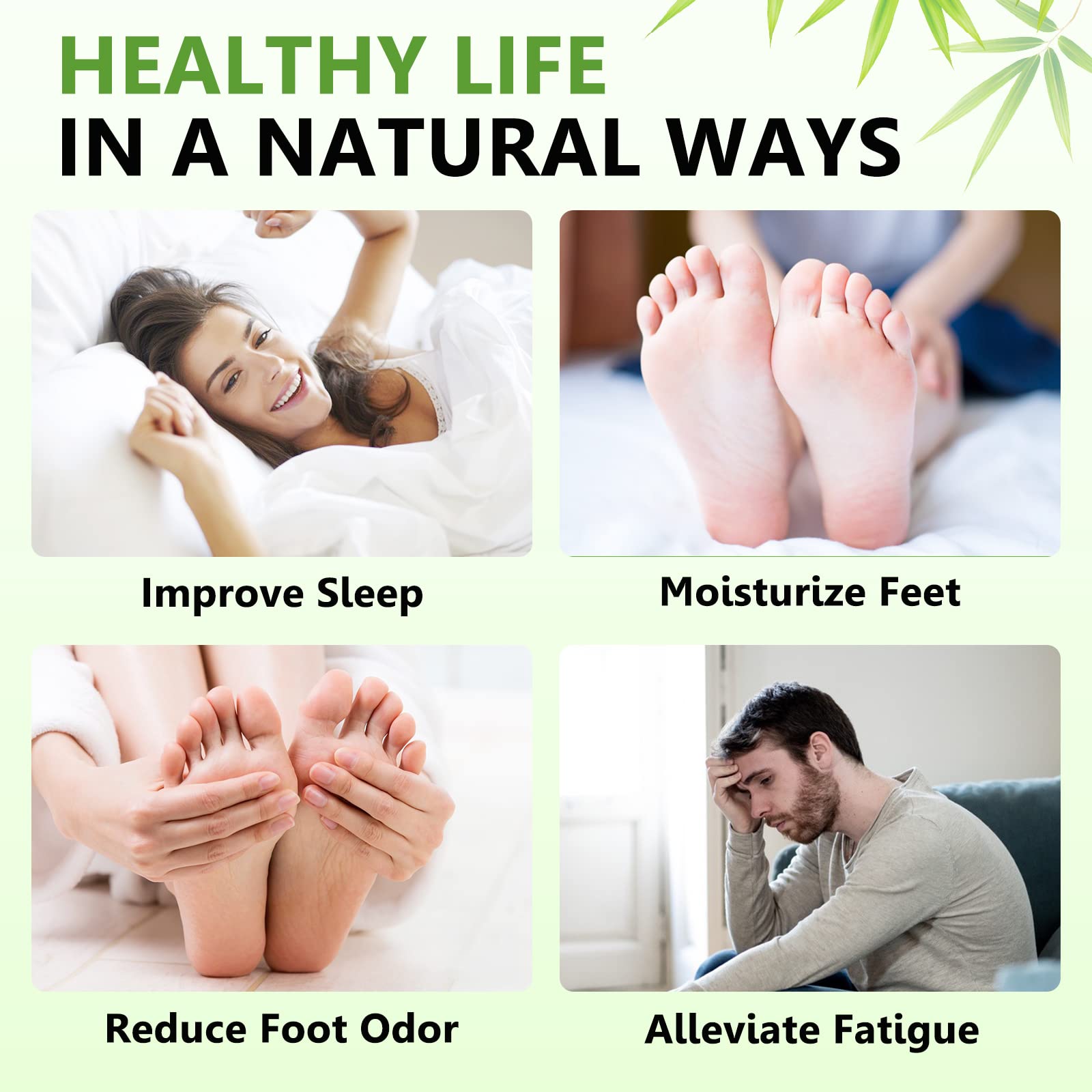 20pcs natural bamboo vinegar and ginger powder foot pads by Hlpmedical for detox, better sleep, and metabolism support.