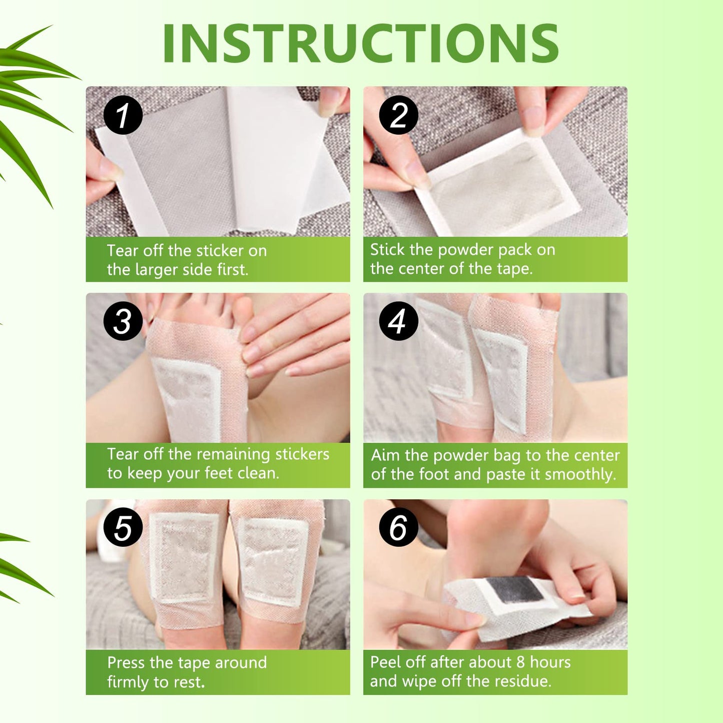 20pcs Natural bamboo vinegar and ginger powder foot pads by Hlpmedical for detox, better sleep, and metabolism boost.