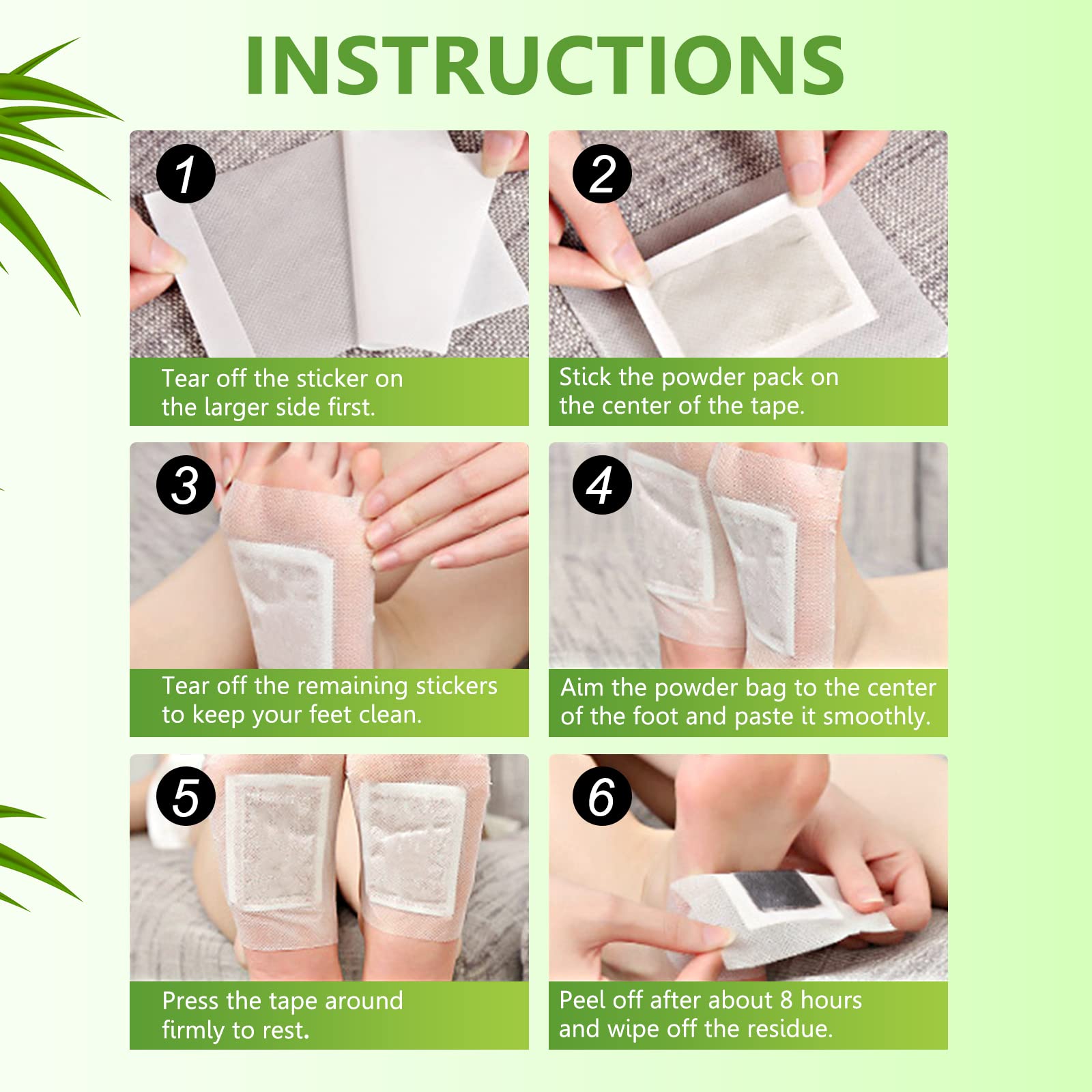 20pcs Natural bamboo vinegar and ginger powder foot pads by Hlpmedical for detox, better sleep, and metabolism boost.