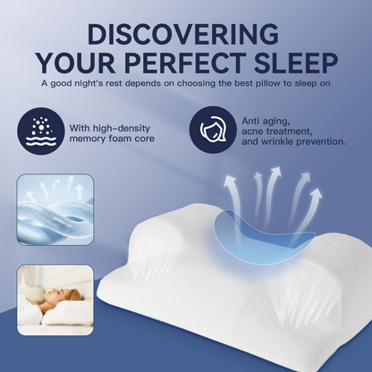 Hlpmedical Memory Foam Beauty Sleep Pillow supporting neck and shoulders for pain relief, with ergonomic design for restful sleep.