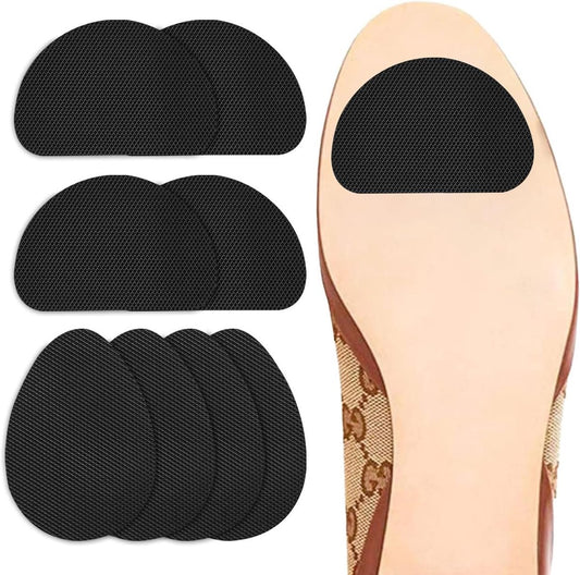 Hlpmedical four pairs of unisex non-slip rubber insoles with self-adhesive backing and noise-reducing sole pads for foot comfort.