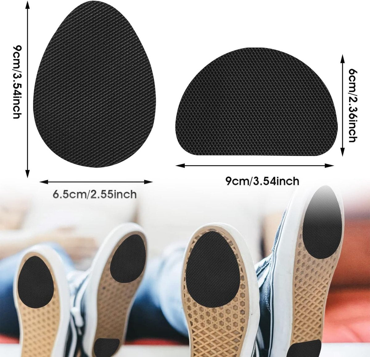 Four pairs of Hlpmedical non-slip rubber insoles with self-adhesive backing, noise-reducing, unisex foot care insoles.