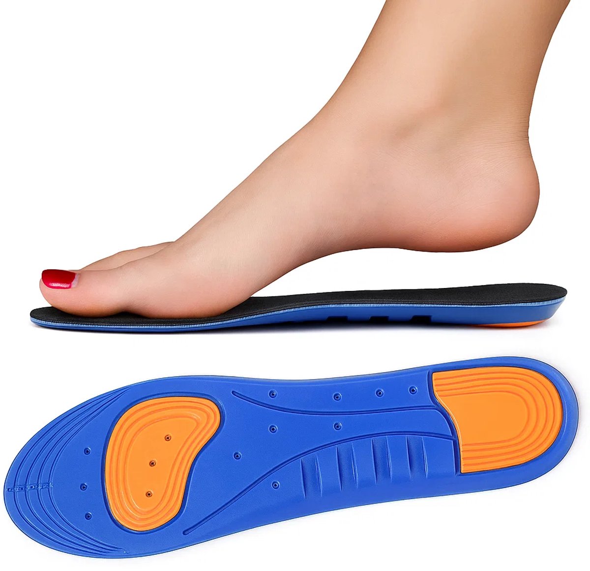 Blue gel insoles from Hlpmedical, medical PU material, for foot comfort, size 41-46, designed for foot care and support.