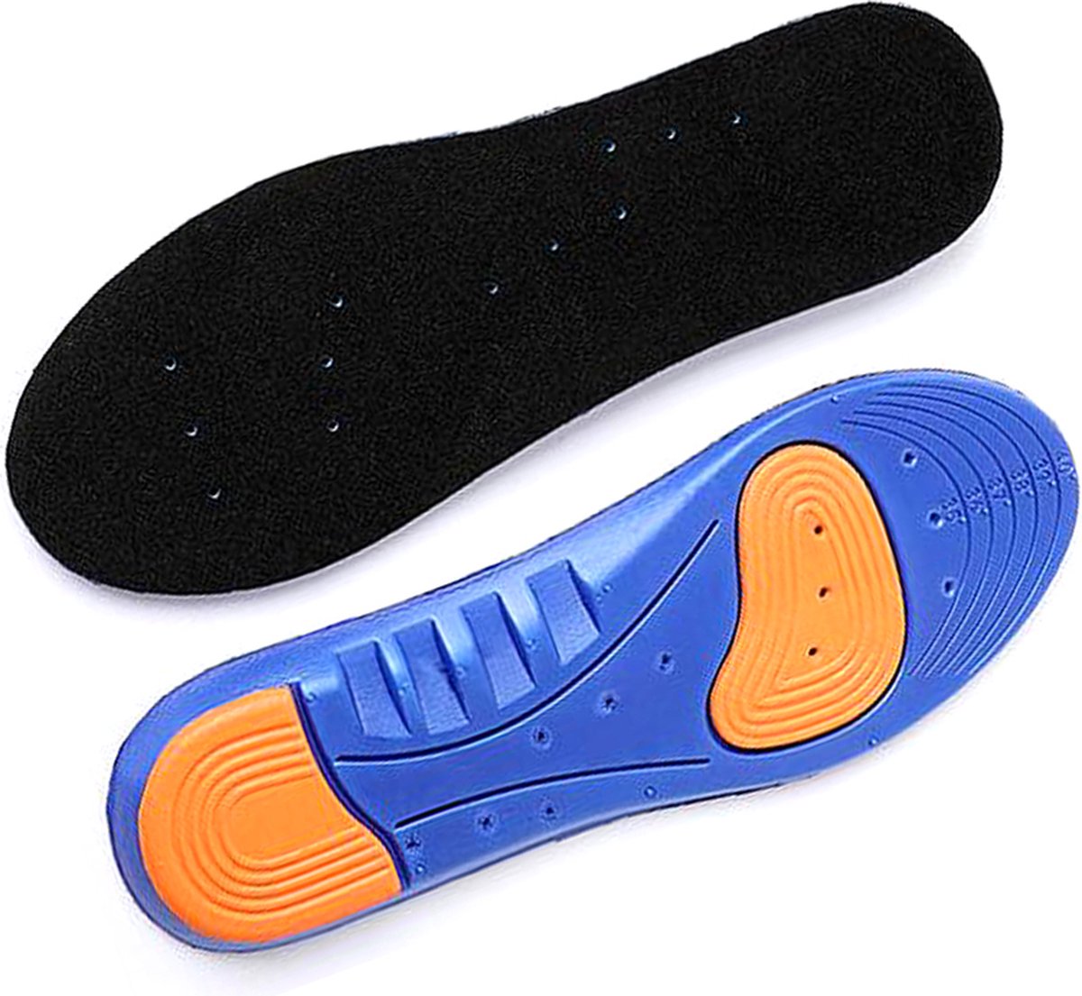 Blue gel insoles by Hlpmedical, medical PU material, designed for foot comfort, size 41-46, suitable for foot care.