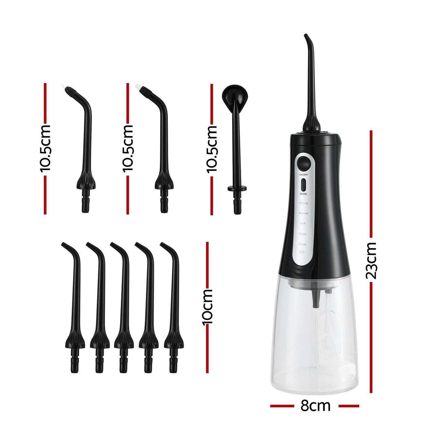 Devanti cordless water flosser dental oral irrigator in black for effective oral care and dental hygiene.