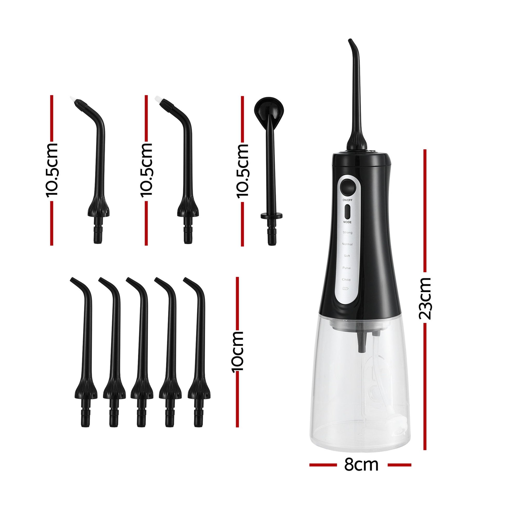 Devanti cordless water flosser dental oral irrigator in black for effective oral care and dental hygiene.