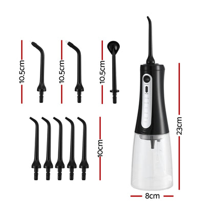 Devanti cordless water flosser dental oral irrigator in black for effective oral care and dental hygiene.
