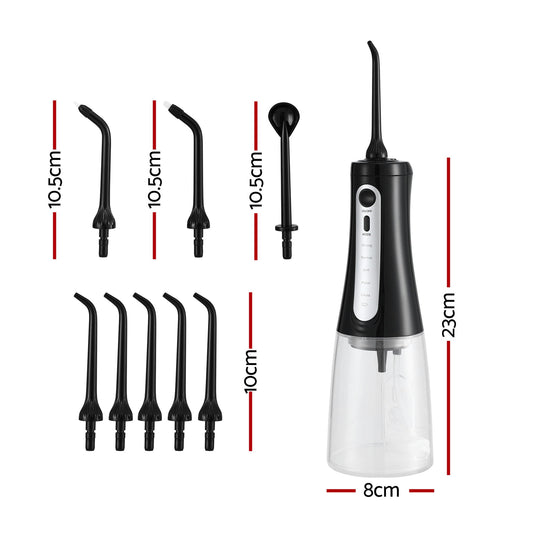 Devanti cordless water flosser dental oral irrigator in black for effective oral care and dental hygiene.