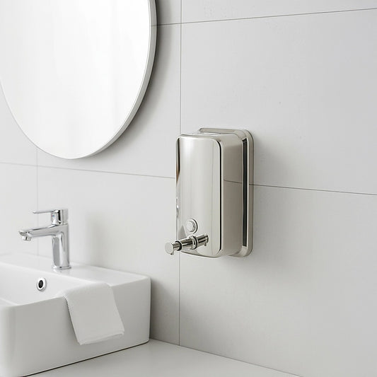 304 stainless steel wall-mounted liquid soap and hand sanitizer dispenser with 1000ml capacity for bathroom, kitchen, or medical use