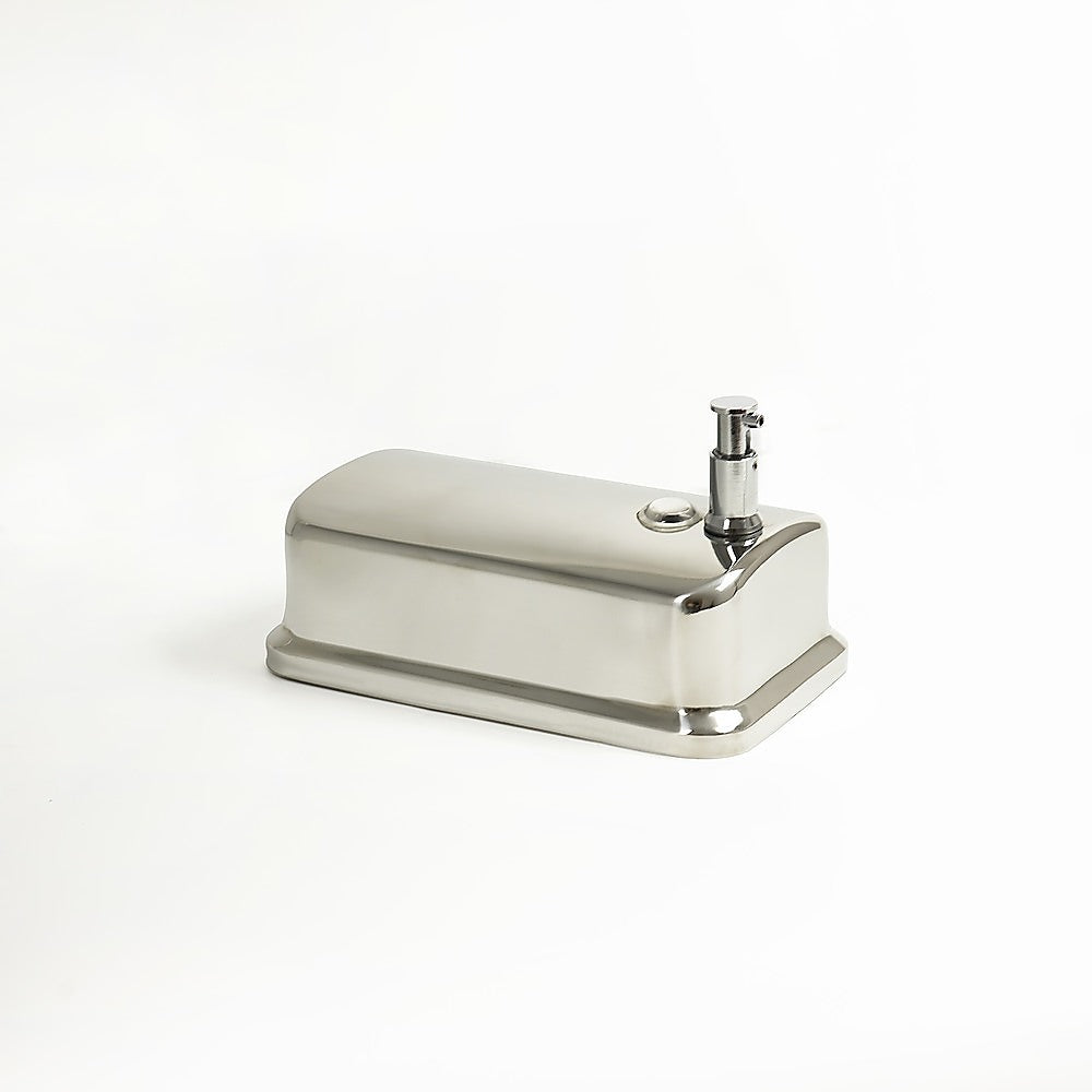 304 stainless steel wall-mounted liquid soap and hand sanitiser dispenser in a bathroom or kitchen setting with a 1000ml capacity.