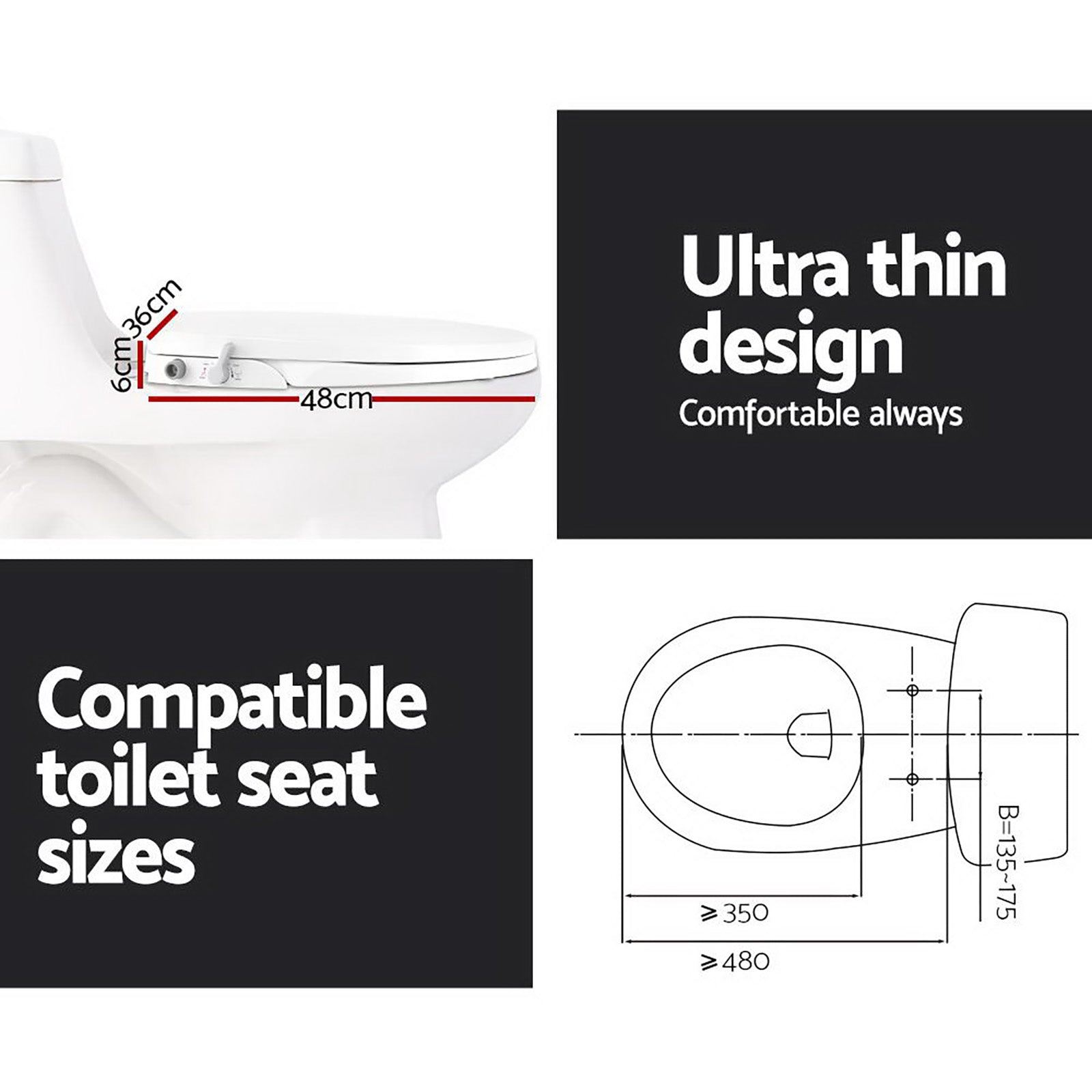 Hlpmedical Cefito non-electric bidet toilet seat cover with auto water spray, wash knob control, and hygienic design for bathroom use.