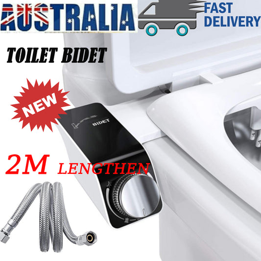 Hlpmedical toilet bidet seat with dual nozzles and water sprayer, non-electric bathroom accessory for improved hygiene.