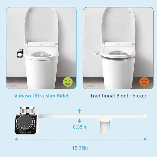 Hlpmedical non-electric toilet bidet seat with dual nozzles, water sprayer, and bathroom accessory for enhanced hygiene.