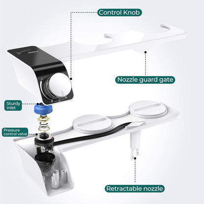 Hlpmedical non-electric toilet bidet seat with dual nozzles, water spray function, bathroom bathroom accessory for improved hygiene
