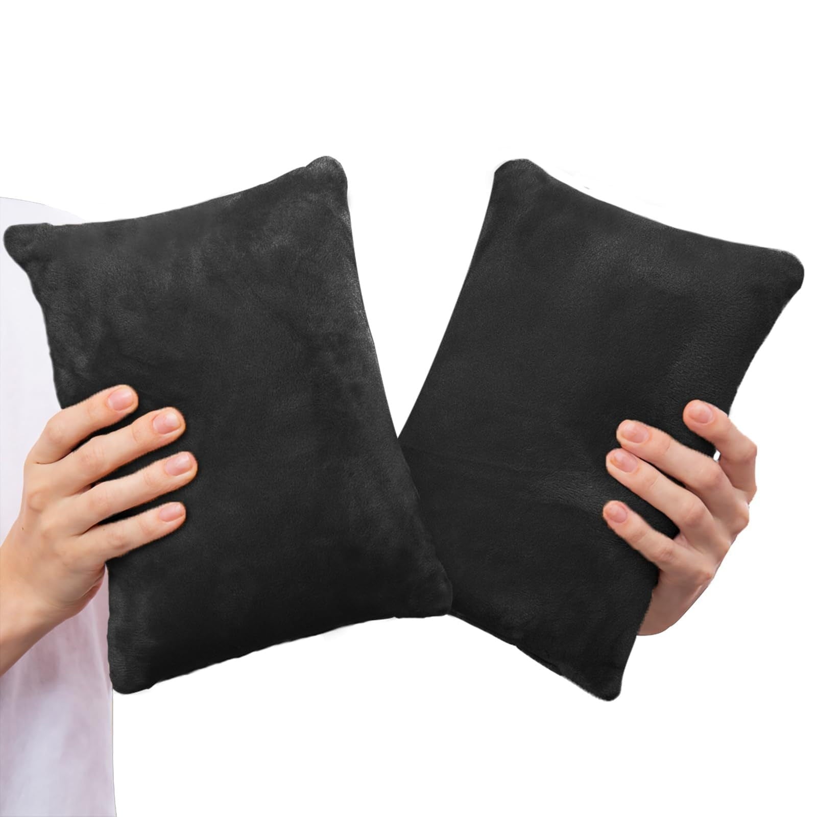 Red 2-pack small cooling memory foam pillows, 11x7 inches, for sleeping, travel, neck, knee, lumbar support, and pet use.