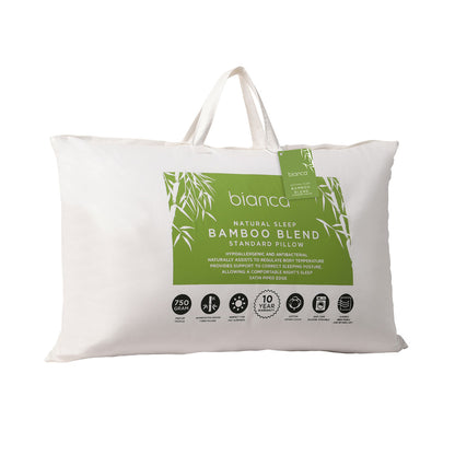 Bianca natural sleep white bamboo blend medium profile pillow from Hlpmedical, soft bedding pillow for restful sleep.