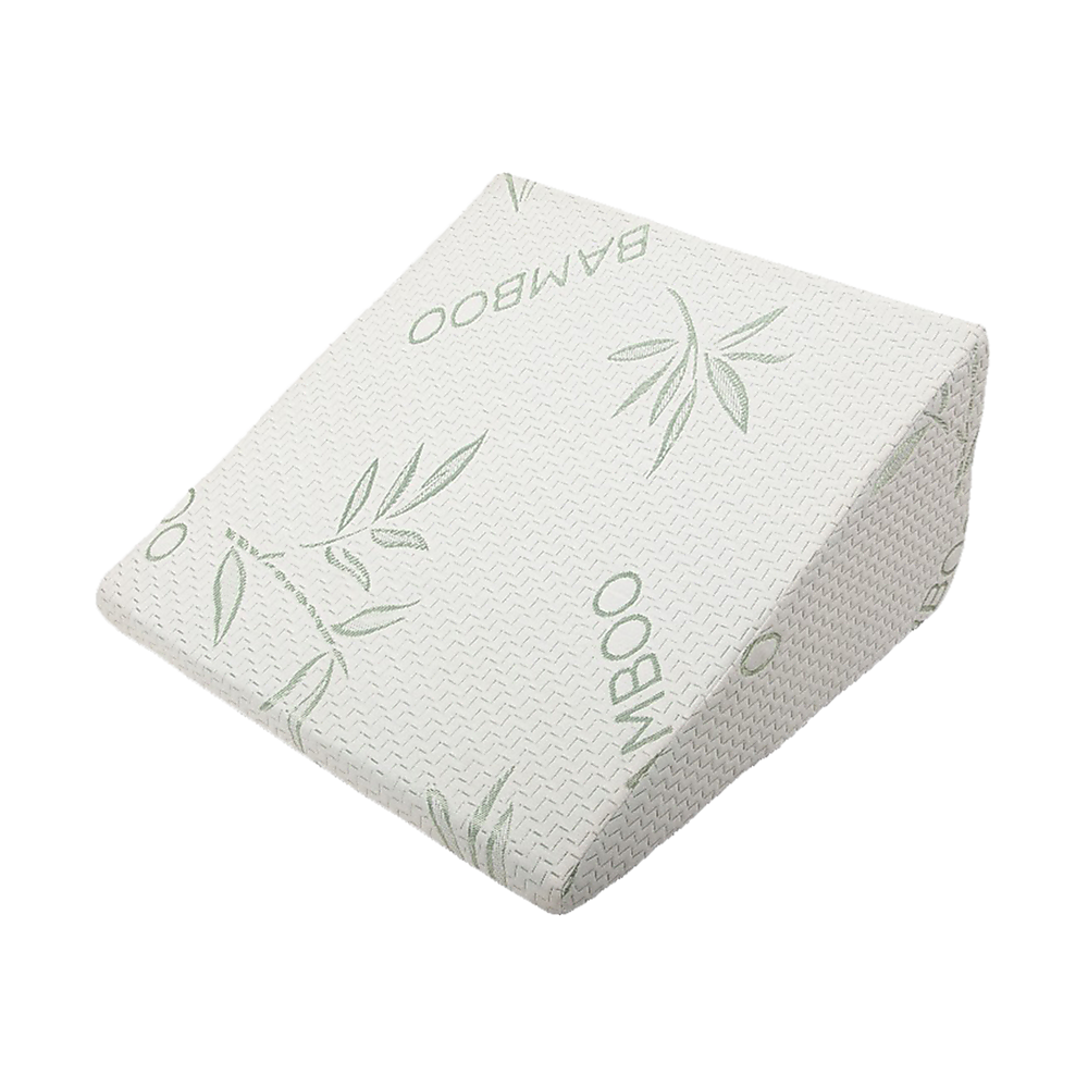 Hlpmedical cooling gel memory foam bed wedge pillow with cover, provides neck and back support for comfortable sleep.