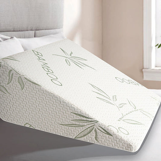 Hlpmedical cool gel memory foam bed wedge pillow with cover, supports neck and back for comfortable sleep and rest.