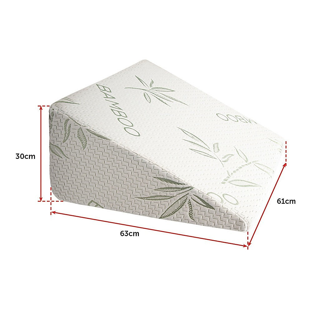 Hlpmedical gel memory foam bed wedge pillow with cover, provides neck and back support for comfortable sleep.