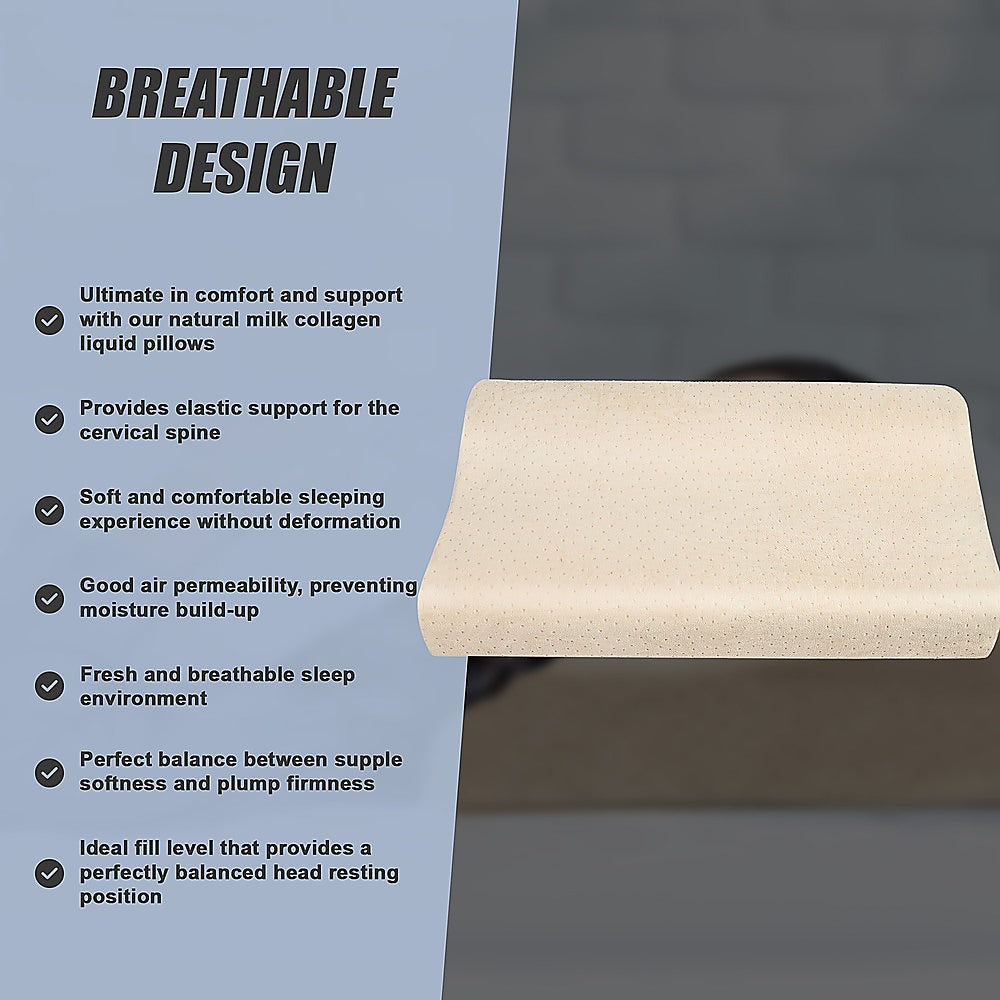 Natural latex sleep pillow by Hlpmedical, 30x50cm, designed for spine support and comfortable rest in home bedding.