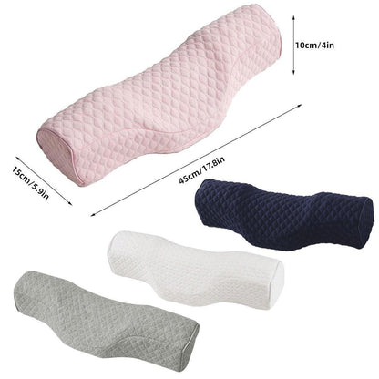 White orthopedic memory foam cervical neck pillow by Hlpmedical designed for sleep support and comfort.