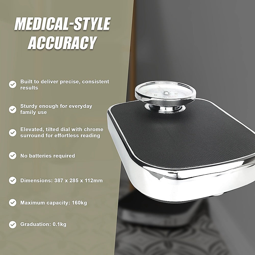 Hlpmedical medical style bathroom scales with large analogue dial and heavy-duty mechanical design for accurate weight measurement.