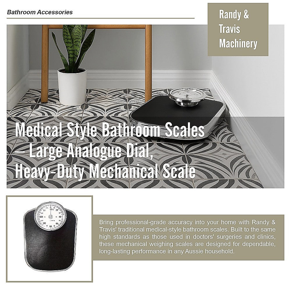 Hlpmedical medical-style bathroom scales with large analogue dial, heavy-duty mechanical design for accurate weight measurement.