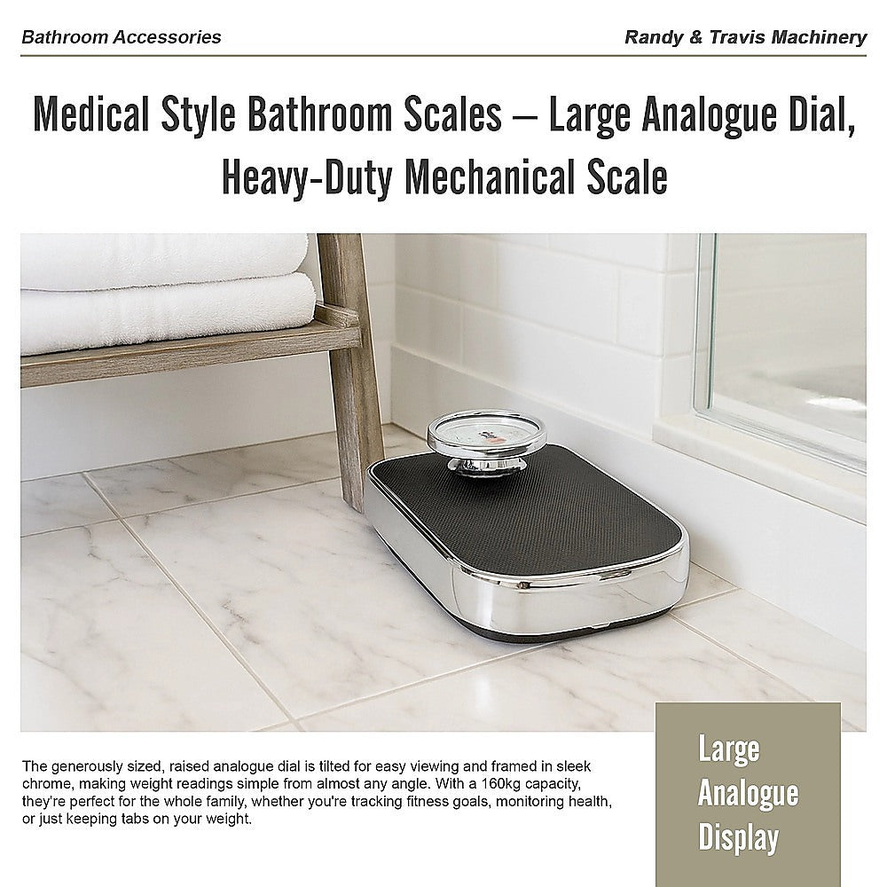 Hlpmedical medical style bathroom scale with large analogue dial, heavy-duty mechanical design for accurate weight measurement.