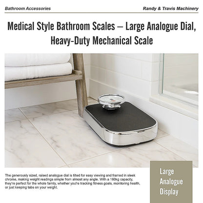 Hlpmedical medical style bathroom scale with large analogue dial, heavy-duty mechanical design for accurate weight measurement.