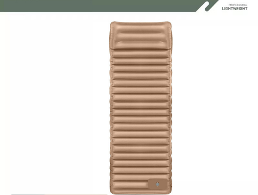 Portable grey self-inflatable camping air mattress by Hlpmedical, ideal for outdoor, beach, and picnic use, foldable TPU sleeping pad.