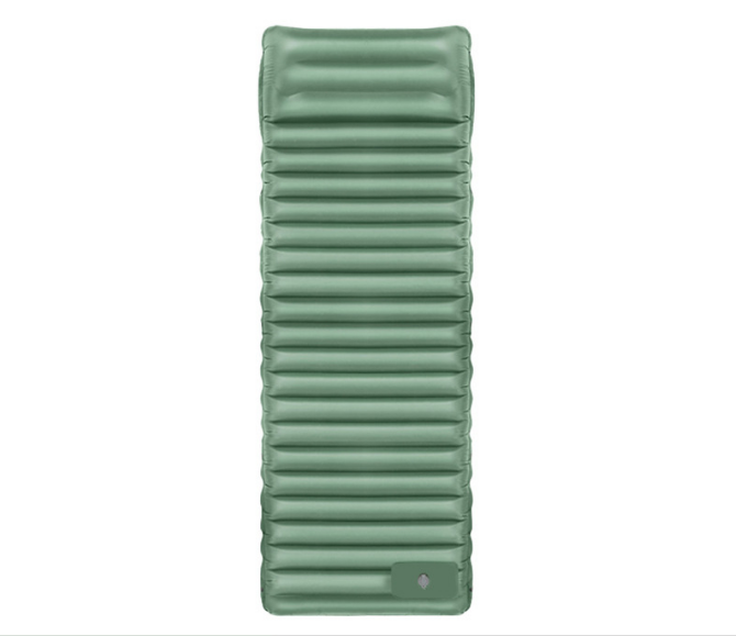 Hlpmedical outdoor camping self-inflatable air mattress in green and grey, portable foldable TPU sleeping pad for beach and picnic use
