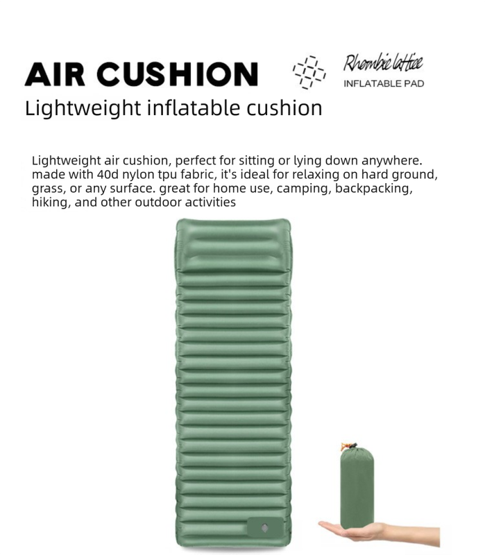Orange Hlpmedical ultralight TPU inflatable camping mattress, 195x70x10cm, portable press pump, moisture-proof outdoor sleeping pad.