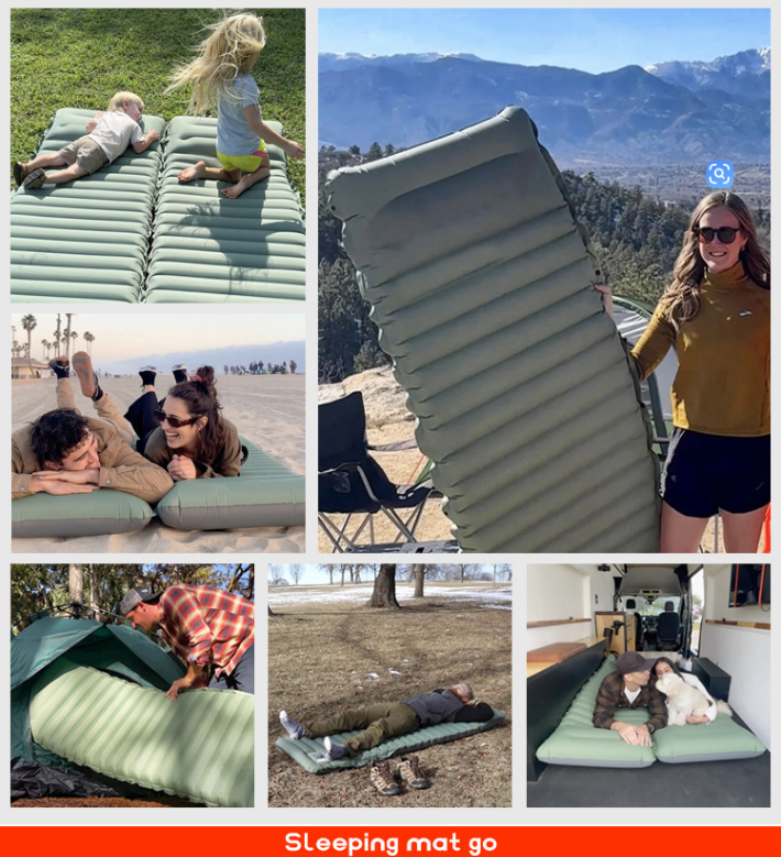 Orange Hlpmedical ultralight TPU inflatable camping mattress, 195x70x10cm, portable sleeping pad for outdoor hiking and tent use