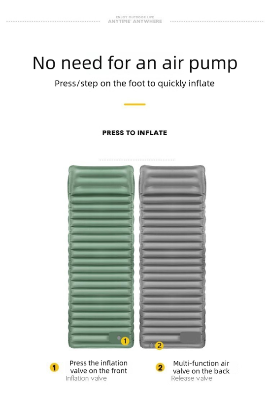 Orange Hlpmedical ultralight TPU inflatable camping mattress, 195x70x10cm, portable sleeping pad with press pump for outdoor camping.