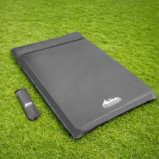 Weisshorn self-inflating camping mattress, 10cm thick, double size, grey outdoor inflatable sleeping mat by Hlpmedical