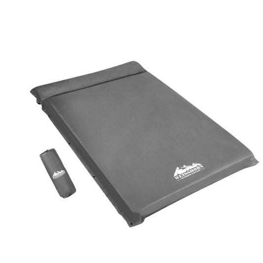 Grey Weisshorn self-inflating camping mattress, 10cm thick, double size, outdoor inflatable sleeping pad by Hlpmedical.