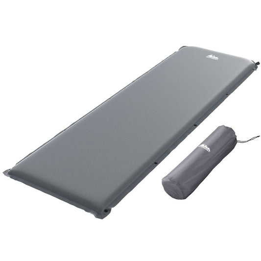 Grey Weisshorn self-inflating camping mattress, outdoor inflatable sleeping pad for camping, single size, Hlpmedical brand