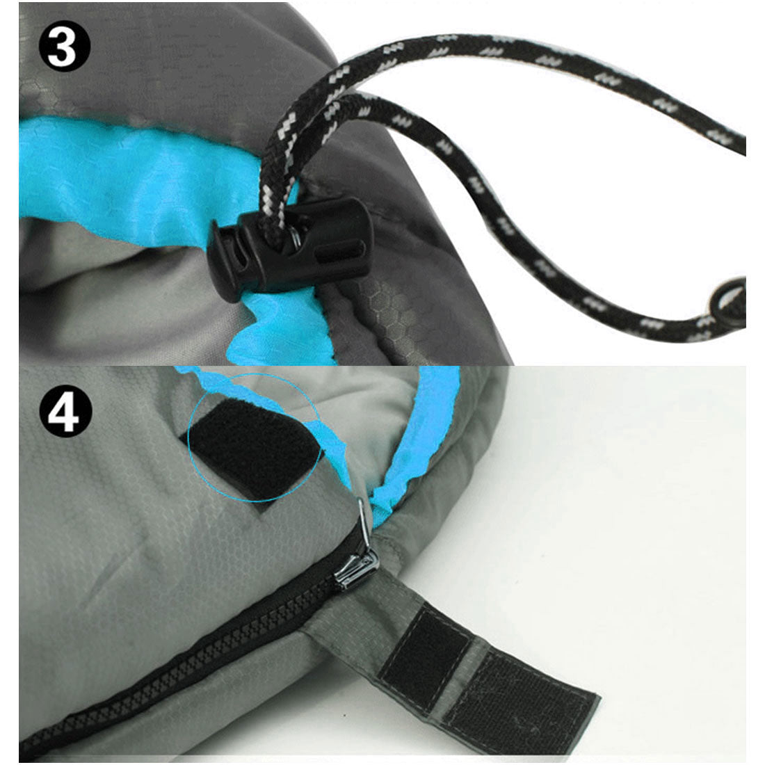 Blue double camping envelope sleeping bag by Hlpmedical, designed for winter camping and hiking in temperatures down to -15°C.