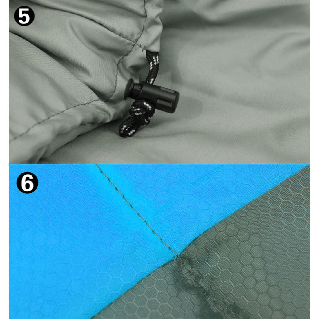 Blue double camping envelope sleeping bag by Hlpmedical, thermal design suitable for winter camping and hiking in cold weather.