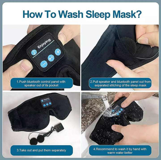 Grey Bluetooth 5.0 wireless sleep eye mask with built-in speakers, soft plush cover, perfect for outdoor camping and relaxation.