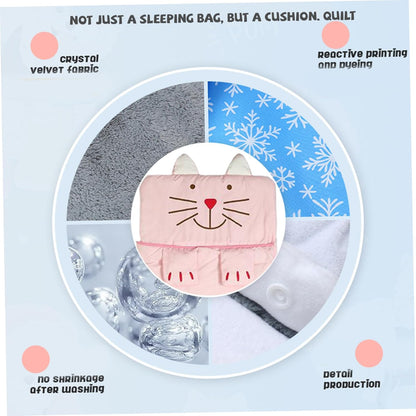 Child's cozy cartoon sleeping bag from Hlpmedical, ideal for camping, featuring colorful fun design for boys and girls.