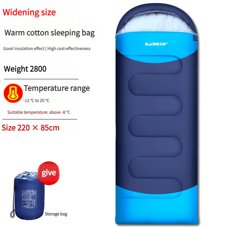 Lightweight Hlpmedical sleeping bag for adults with accessories, eye mask, earbuds, and square pillow for camping and hiking.