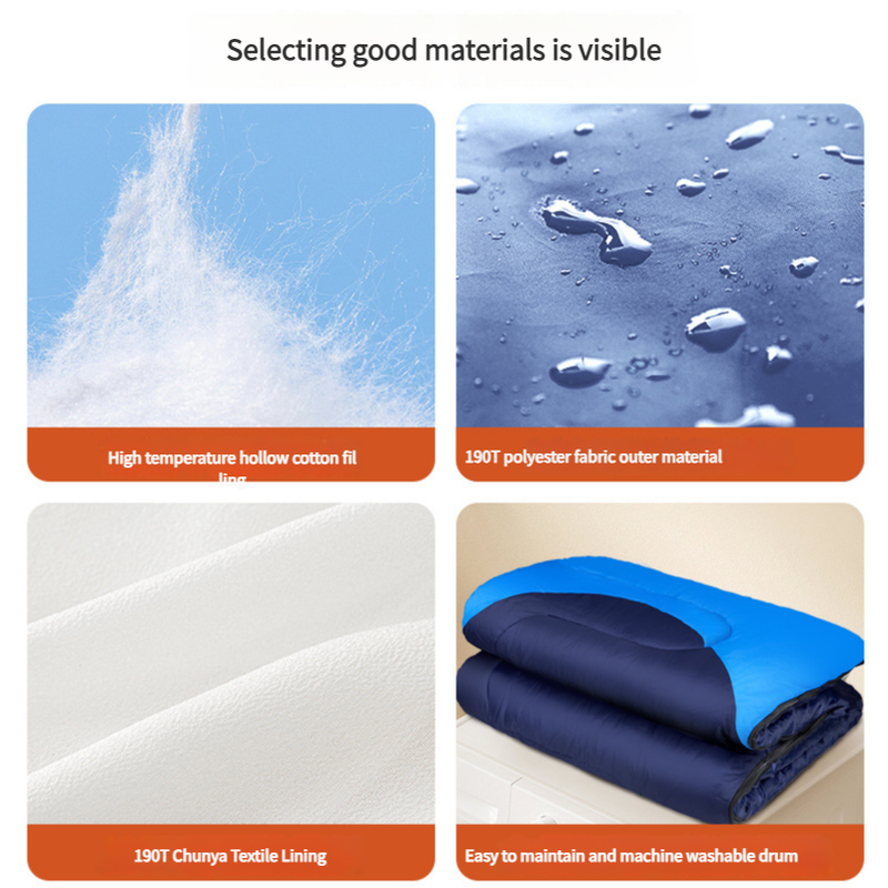 Lightweight Hlpmedical sleeping bag for adults with accessories, eye mask, earbuds, and square pillow for camping and hiking.