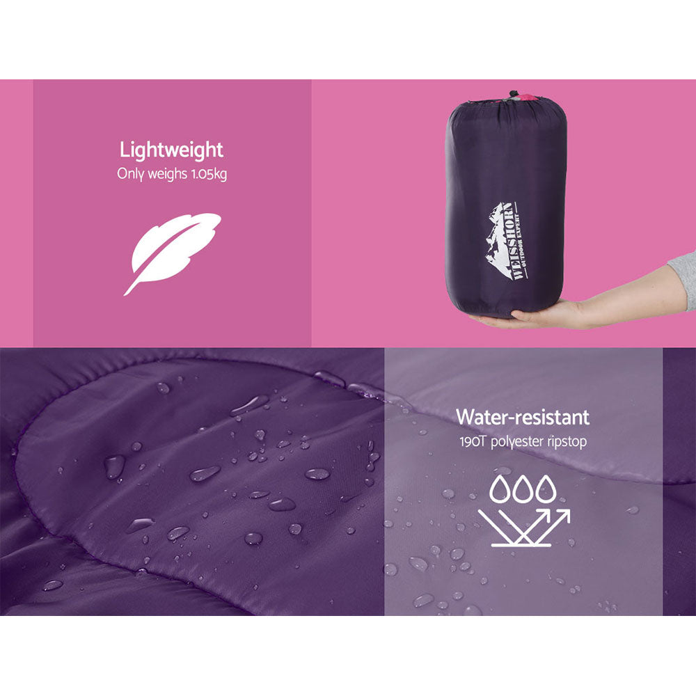 Pink Weisshorn kids' sleeping bag for camping and hiking, 172cm thermal outdoor sleeping bag by Hlpmedical.