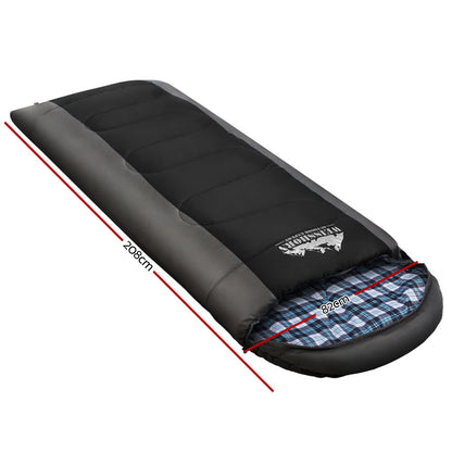 Black Weisshorn single sleeping bag from Hlpmedical, designed for camping and hiking, with thermal insulation for -20°C temperatures.